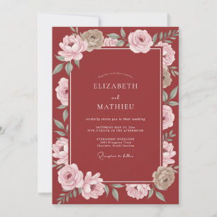 Invitation Mariage à la Petale Rose Terracotta
