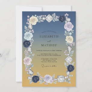 Invitation Mariage à la Pivoine Dorée en Acier