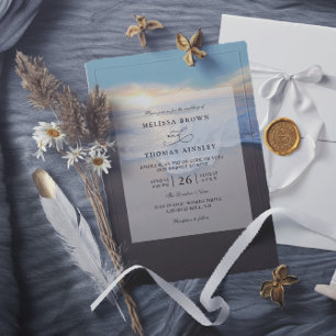 Invitation Mariage à la plage océane en été avec code QR