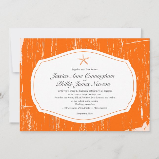 Invitation Mariage à la plage rustique de Starfish (Devant)