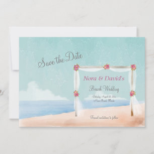 Invitation Mariage à la plage - Sauvez la date de l'annonce