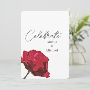 Invitation Mariage à la rose rouge romantique