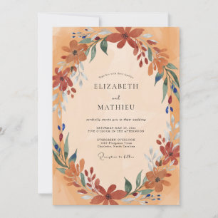 Invitation Mariage à la Terracotta Ambre Feuillage Eucalyptus