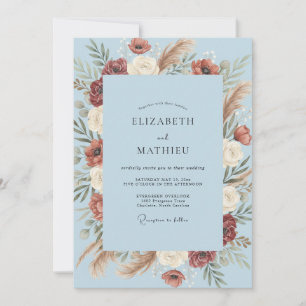 Invitation Mariage à la Terracotta Pampas Eucalyptus Ciel