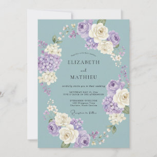 Invitation Mariage à la touche de peinture lavande bleue