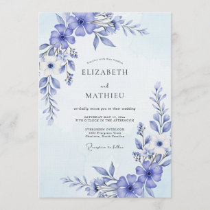 Invitation Mariage à la touche de peinture Pervenche