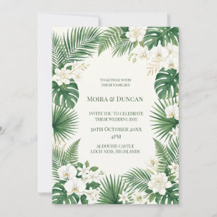 Invitation Mariage à la végétation de palmiers tropicaux