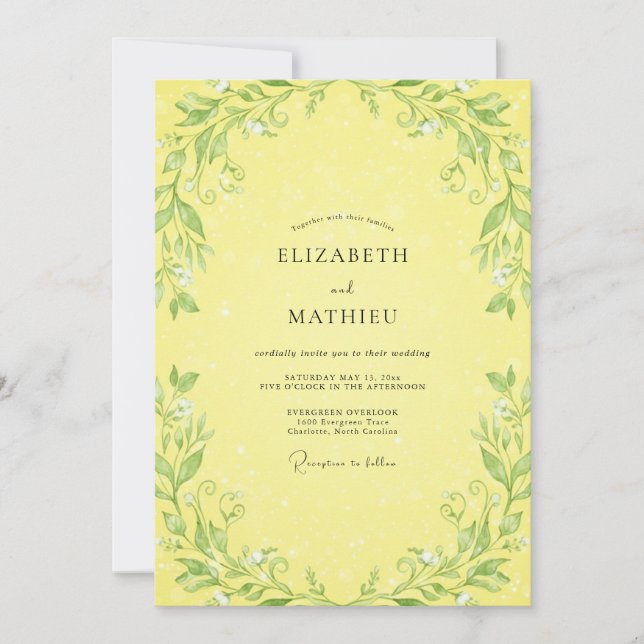 Invitation Mariage à la Vigne Citron (Devant)