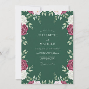 Invitation Mariage à la vigne magenta émeraude