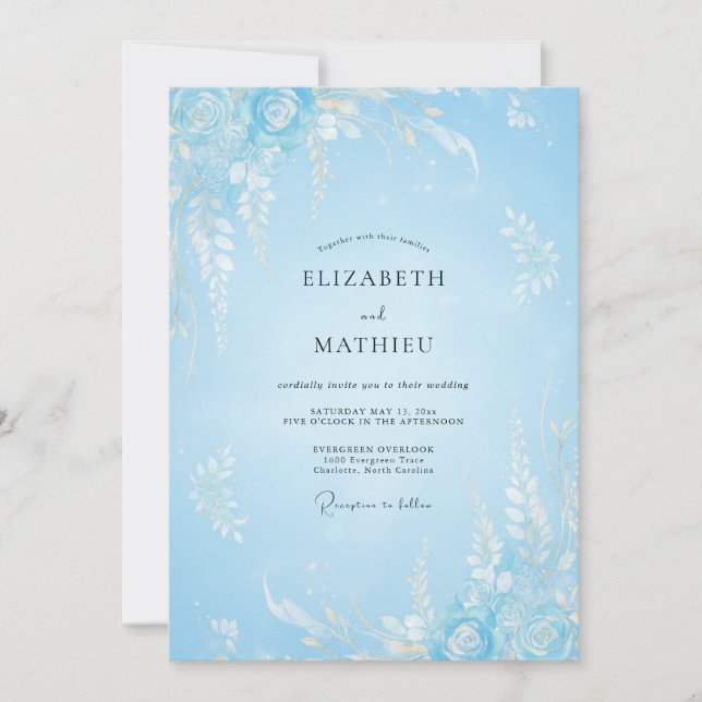 Invitation Mariage à la Vigne Peinte Céleste (Devant)