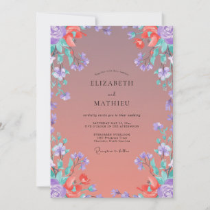 Invitation Mariage à la Vigne Violette Corail