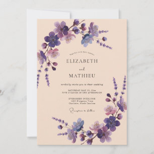Invitation Mariage à la Wisteria Champagne prune