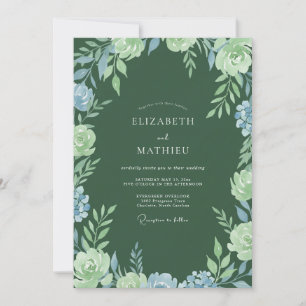 Invitation Mariage à l'accent floral vert émeraude