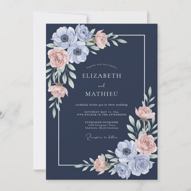 Invitation Mariage à l'Anémone de Minuit (Devant)
