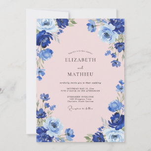 Invitation Mariage à l'anémone rose azur