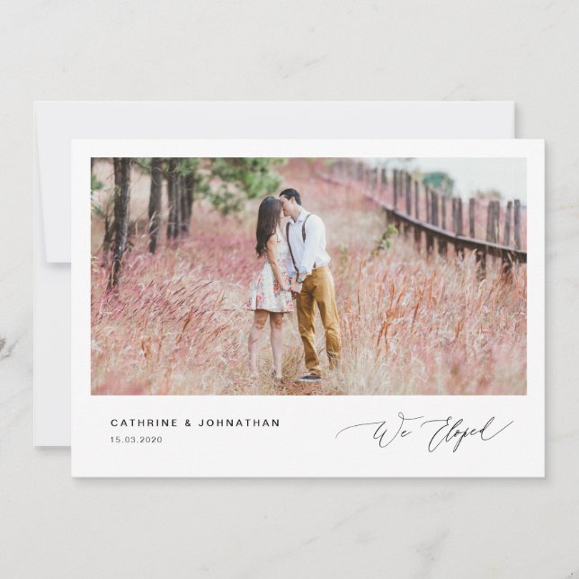 Invitation Mariage à l'anglaise écriture noire,, Évasion amou (Devant)