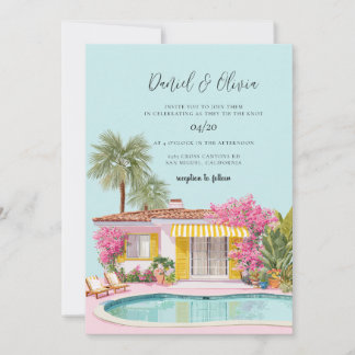 Invitation Mariage à l'aquarelle à Miami Beach