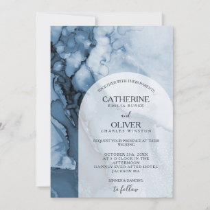 Invitation Mariage à l'aquarelle Arc d'eau glacée bleue hiver