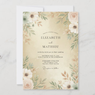 Invitation Mariage à l'aquarelle au champagne luxueux