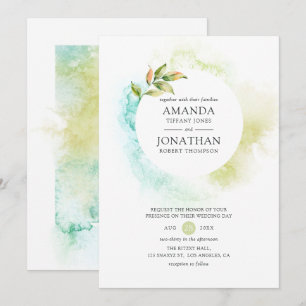 Invitation Mariage à l'aquarelle avec verdure
