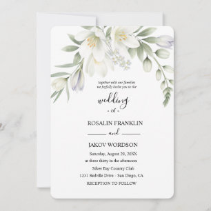 Invitation mariage à l'aquarelle blanche