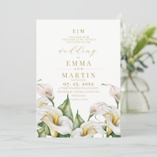 Invitation Mariage à l'aquarelle botanique au lys calla