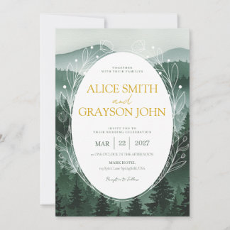 Invitation Mariage à l'aquarelle classique de la forêt floral
