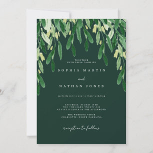 Invitation Mariage à l'aquarelle de feuille verte botanique