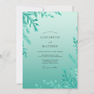 Invitation Mariage à l'aquarelle de menthe avec brindilles