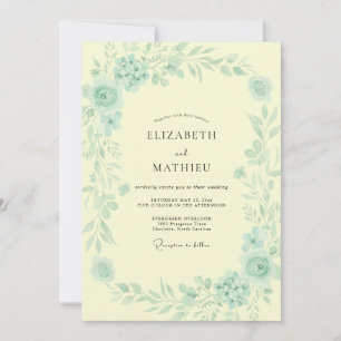 Invitation Mariage à l'aquarelle de menthe beurrée