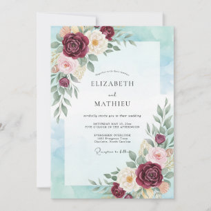 Invitation Mariage à l'aquarelle Divine Bourgogne