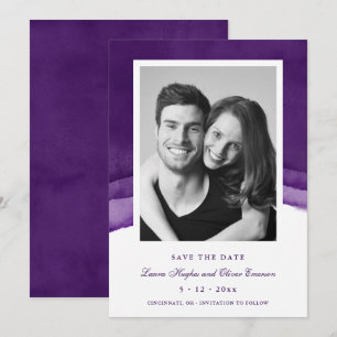 Invitation Mariage à l'aquarelle violet riche Enregistrer les