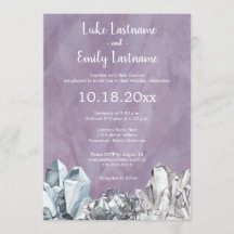 Mariage à l'aquarelle violette de géodes et gemmes