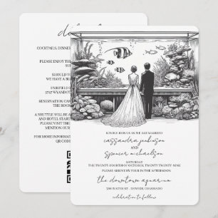 Invitation Mariage à l'Aquarium avec Détails et QR