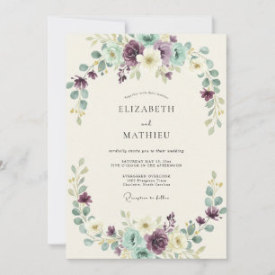 Invitation Mariage à l'arche botanique de menthe violette