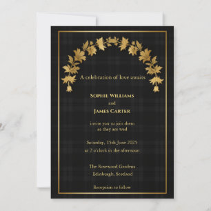 Invitation Mariage à l'Arche de Chardon Noir Or Écosse I
