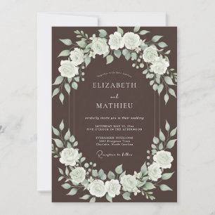 Invitation Mariage à l'arche de rose brune