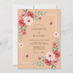 Invitation Mariage à l'arche de rose corail