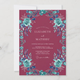 Invitation Mariage à l'arche florale aquarelle de Bourgogne