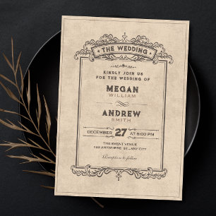 Invitation Mariage à l'arche gothique vintage 