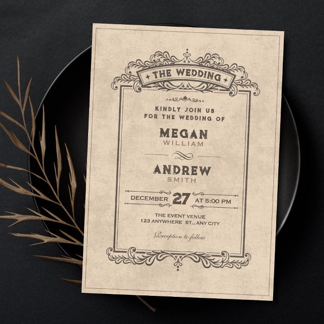 Invitation Mariage à l'arche gothique vintage  (Créateur téléchargé)