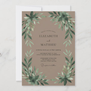 Invitation Mariage à l'argile Émeraude Feuillage Eucalyptus