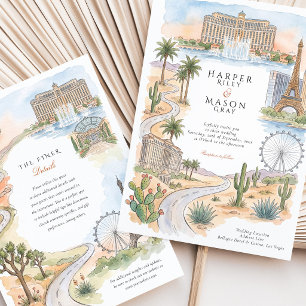 Invitation Mariage à Las Vegas Bellagio Fontaines Tour Eiffel