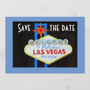 Invitation Mariage à Las Vegas Enregistrer la Date Bleue