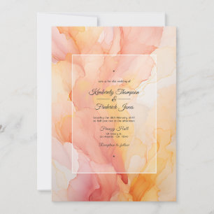 Invitation Mariage à l'encre jaune et rose