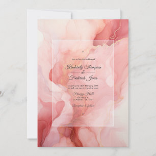 Invitation Mariage à l'encre rose et or