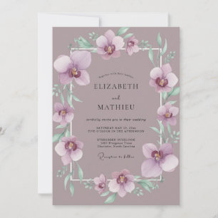Invitation Mariage à l'orchidée mauve poussiéreuse