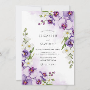 Invitation Mariage à l'orchidée violette florissante