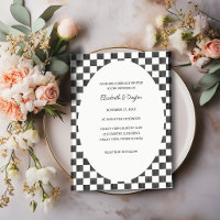Mariage à motif à carreaux noir et blanc peint