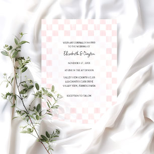 Invitation Mariage à motif damier rose peint